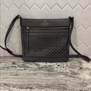 Kate Spade Charcoal Perforated Crossbody Bag